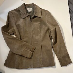 LIVE A LITTLE Y2K vintage Brown Suede Leather Zip Up Jacket Women's Size Medium